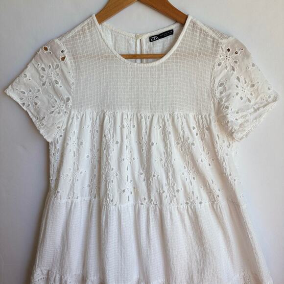 Zara Tiered Midi Dress White Size Small - Picture 4 of 11